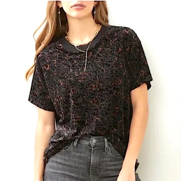 Free People Tops - We The Free  Black Burnout Velvet Oversized T, L